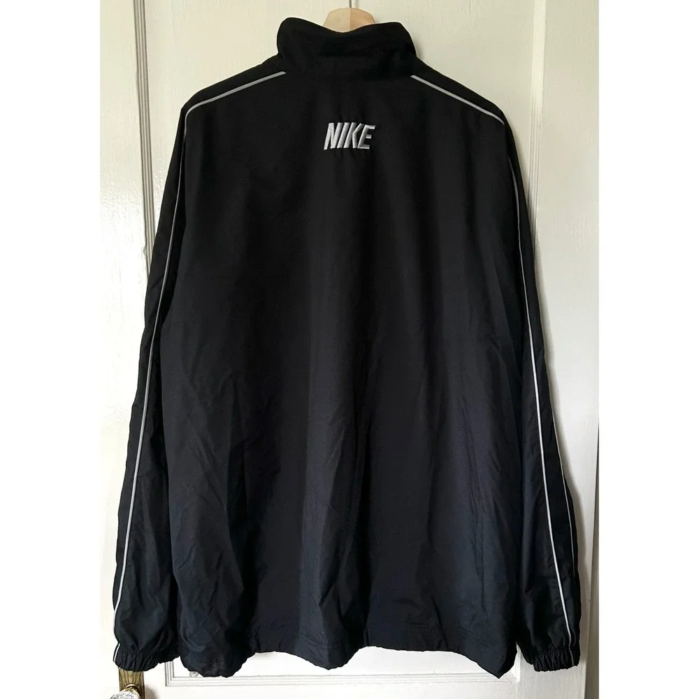 Nike Vintage Y2K Windbreaker Track Jacket Black White Men's XXL Swoosh Retro